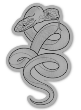3" 2 Headed Snake Shadow Brushed Aluminim Sticker - Waterproof Indoor/Outdoor Use